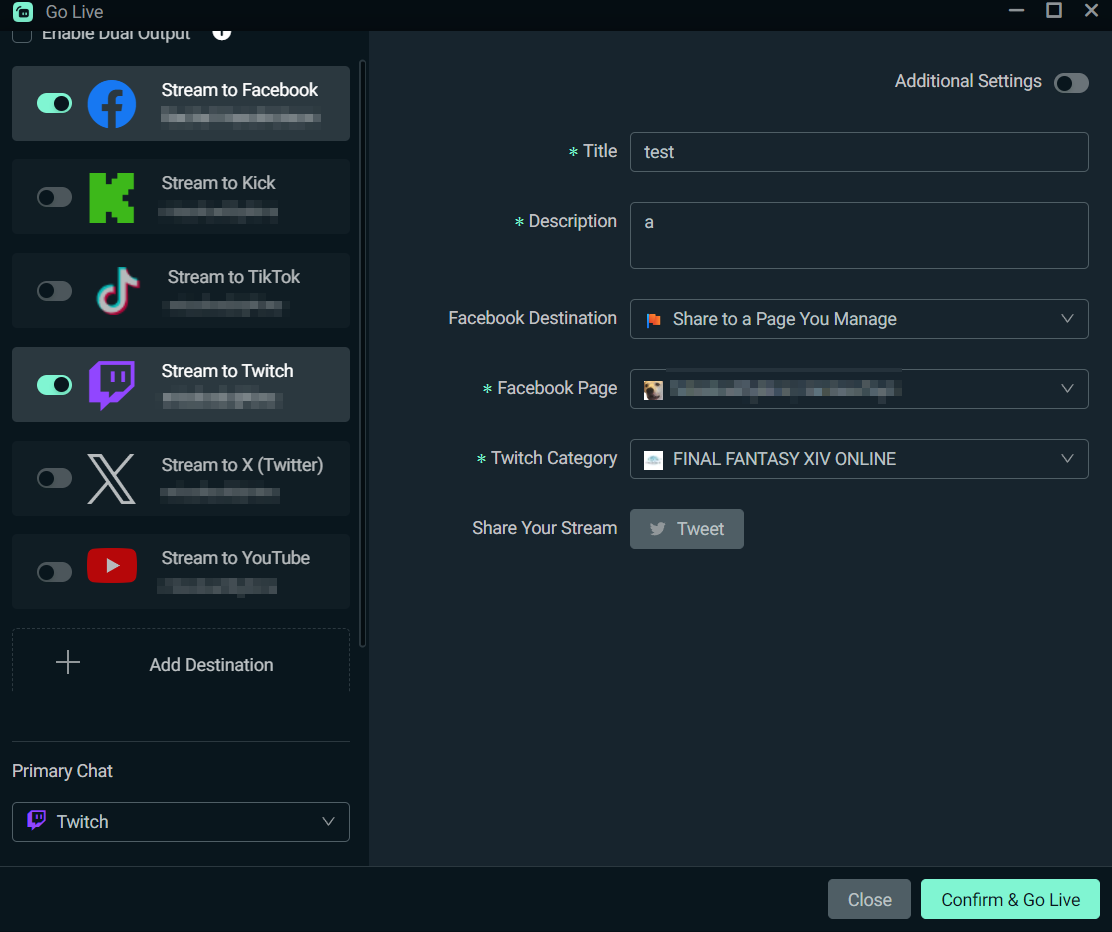 go live settings in streamlabs desktop