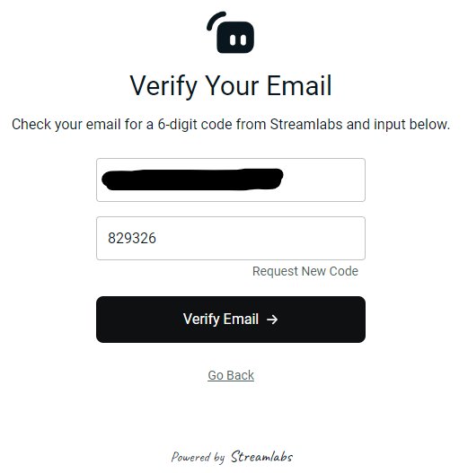Streamlabs ID Email Verification Screen
