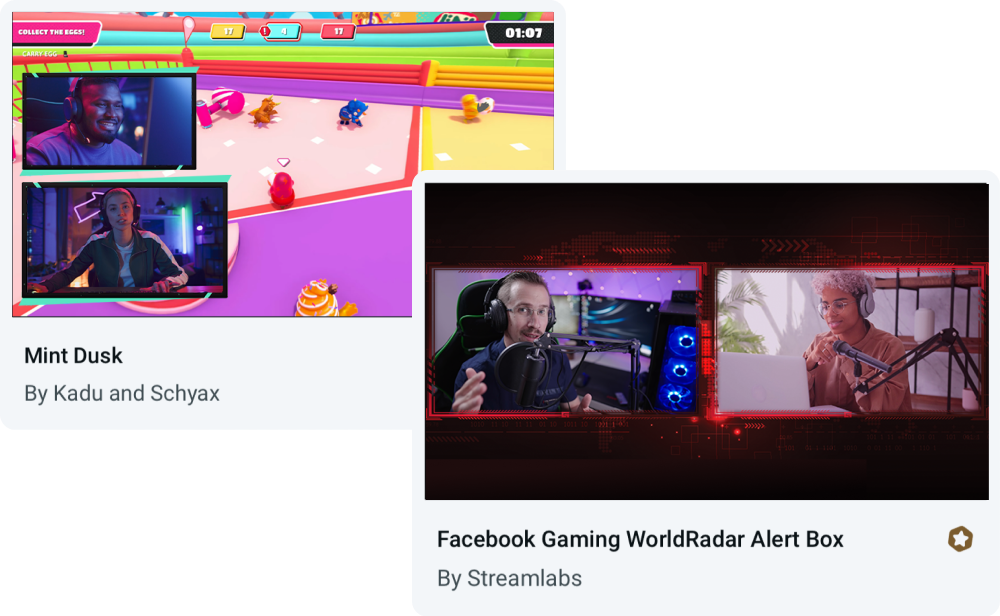 两个专为配合 Collab Cam 使用的 Streamlabs 叠加层
