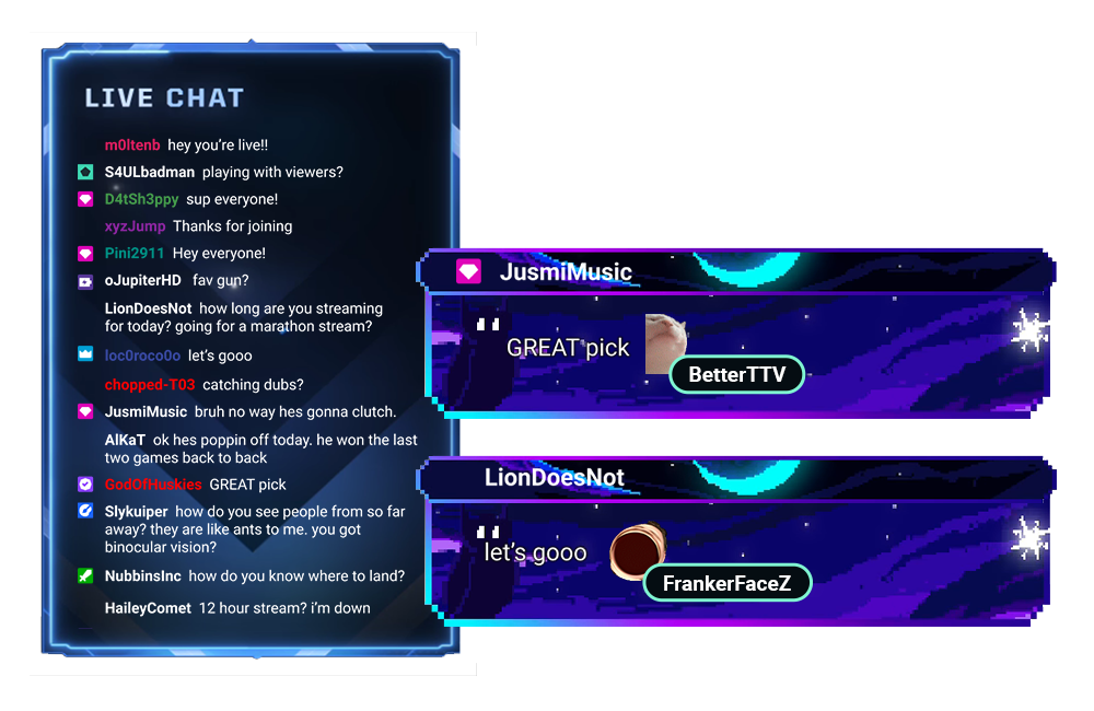 Chat Box widget with emotes and custom design