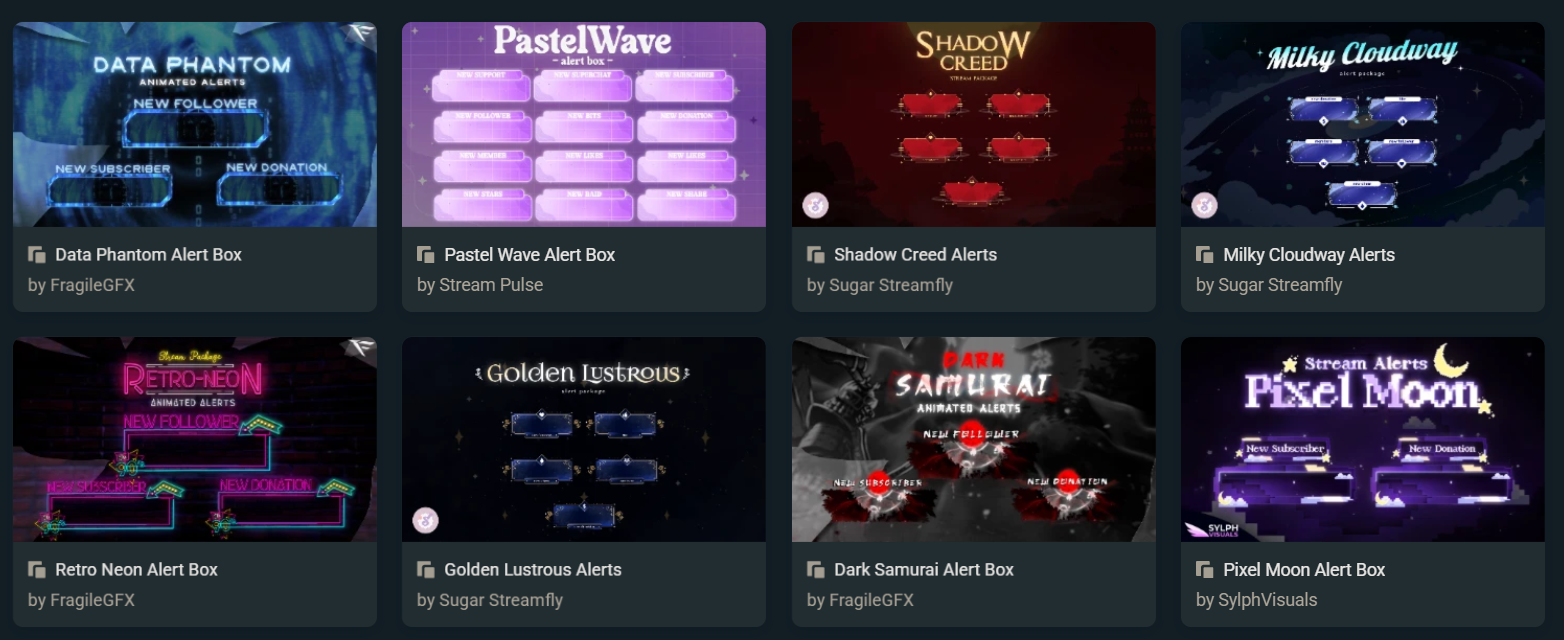 streamlabs premade alert themes