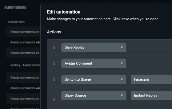 Screenshot of automations settings for Intelligent Streaming Agent