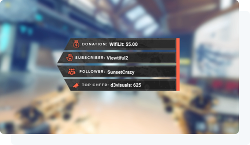 Recent Donation, Follower, Cheer, and Subscriber Stream Label