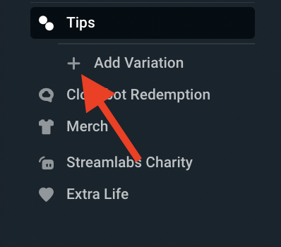 Streamlabs Alert Box add variation option