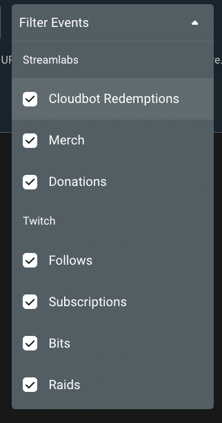 Streamlabs Alert Box event filters
