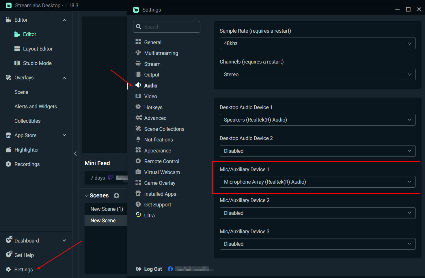 control sound of audio in streamlabs desktop