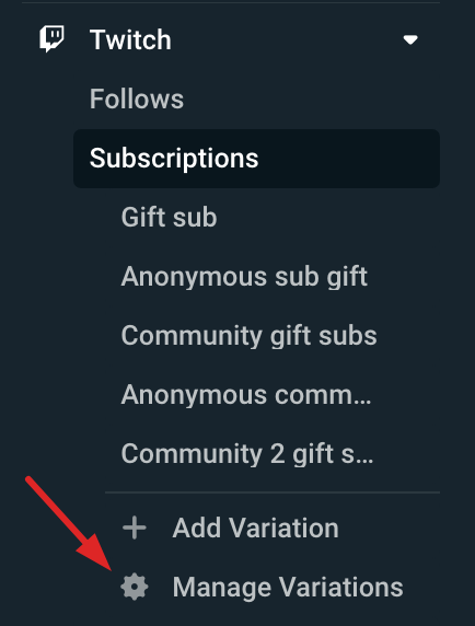 Streamlabs setting for managing Alert Box variations