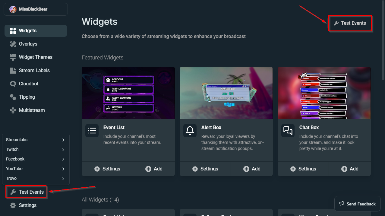 Streamlabs Plugin for OBS Alert Box testing