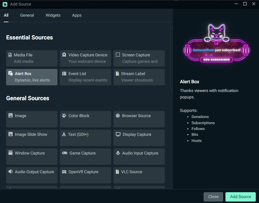 Streamlabs Desktop Alert Box widget