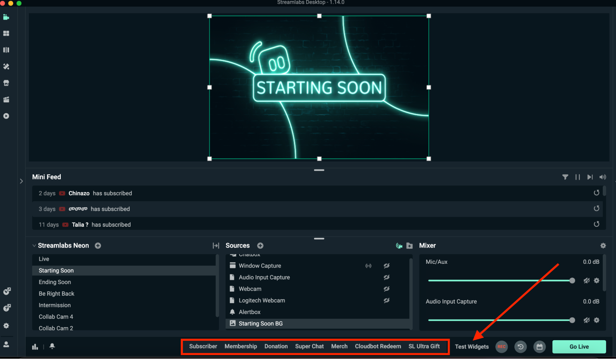 Alert Box testing in Streamlabs Desktop